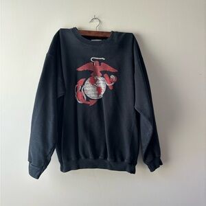 Vintage Hans Marines USMC black pull over sweater‎ size M